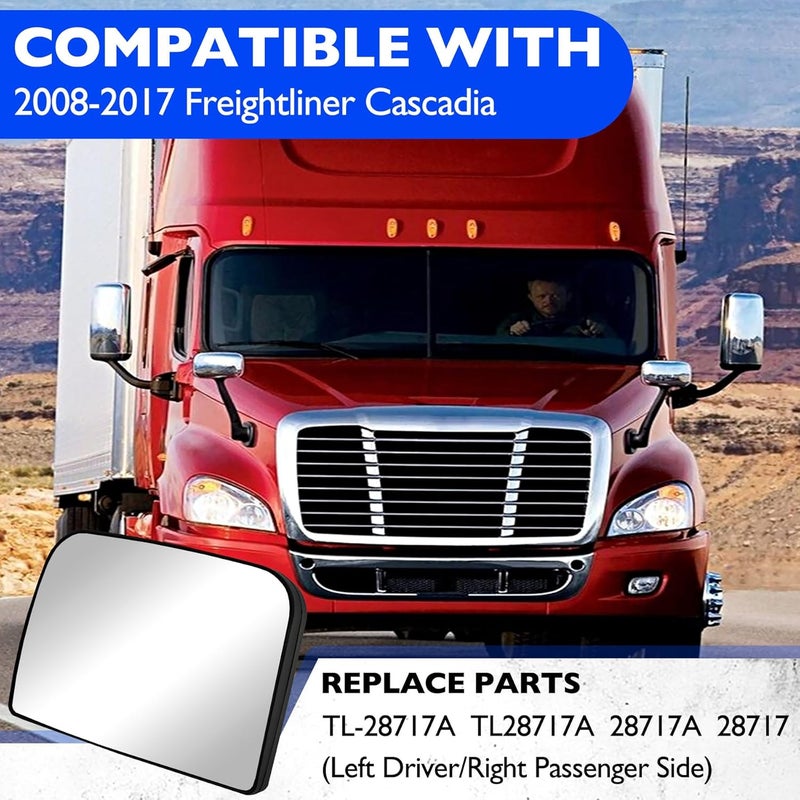 Misakomo Heated Lower Convex Mirror Glass Compatible with 2008-2017 Freightliner Cascadia Mirror TL-28717A TL28717A Wide Clear High Reflective Convex Rapid Heating Lower Mirrors Glasses with Back Plate - Image 5